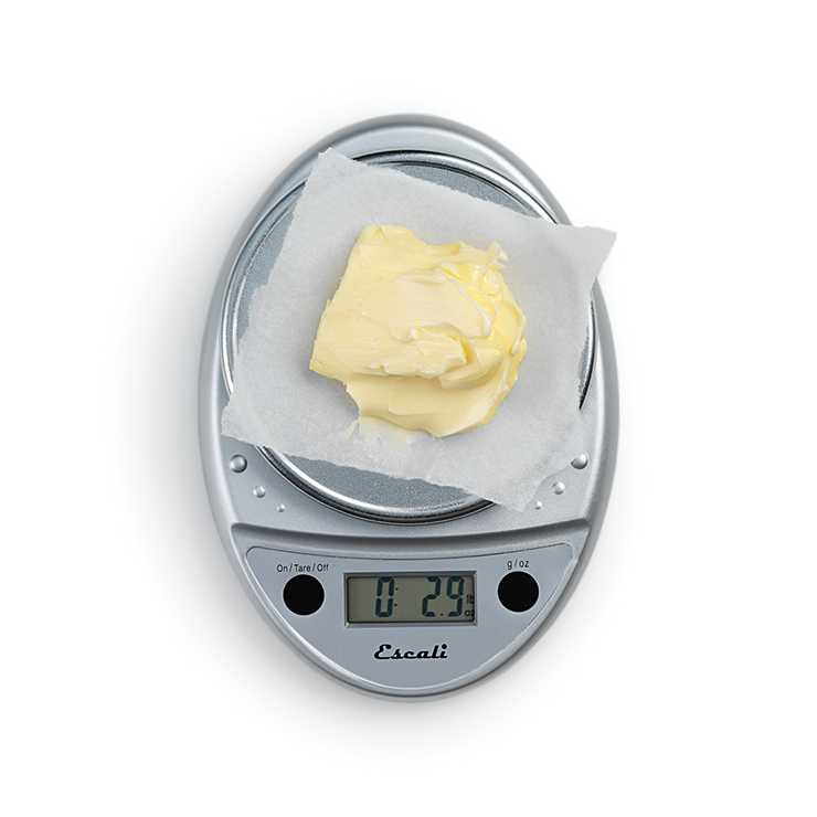 Digital scale weighing butter